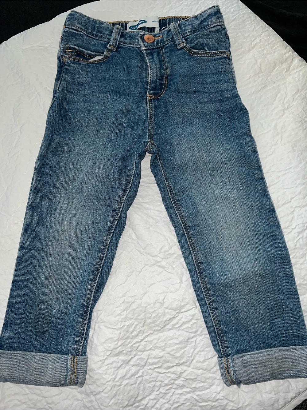 Classic Blue Denim Boyfriend Jeans Ankle Cuff Kids 2t